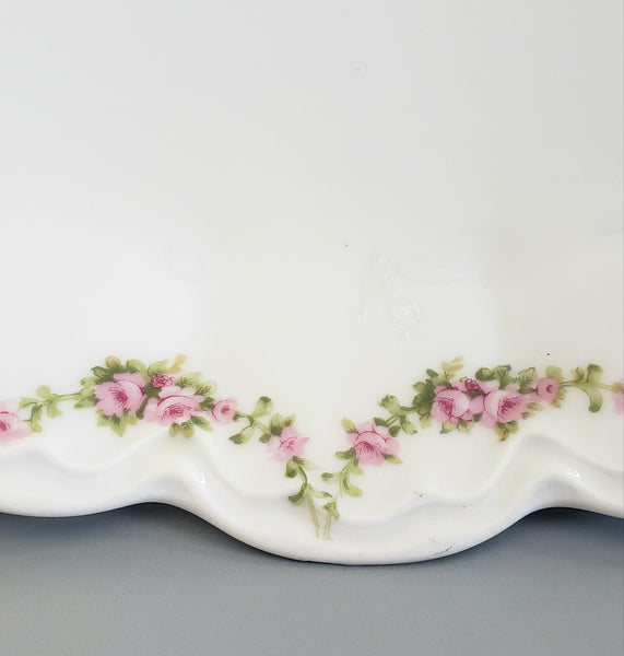 Antique Theodore Haviland Limoges France Porcelain Serving Platter Dish Pink Rose Swag