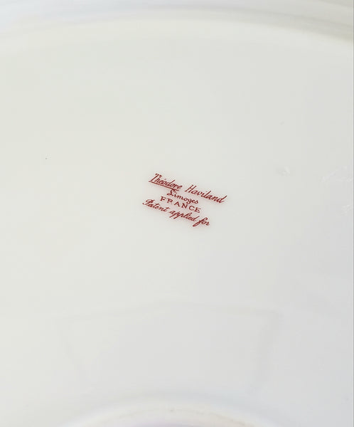 Antique Theodore Haviland Limoges France Porcelain Serving Platter Dish Pink Rose Swag