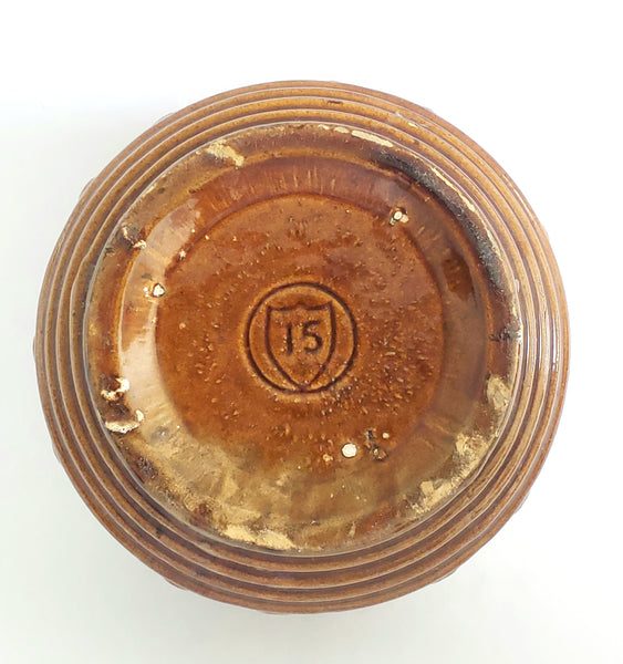 Vintage McCoy 6 1/2" Brown Drip Glazed Pottery Planter Jardinere (NMSSC) Shield 15 Mark