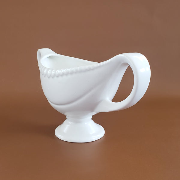 Vintage Oval Creamy White Pedestal Vase Planter - Large Double Handles, England