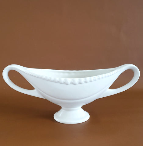 Oval Creamy-White Pedestal Vase Planter - Large Double Handles, England
