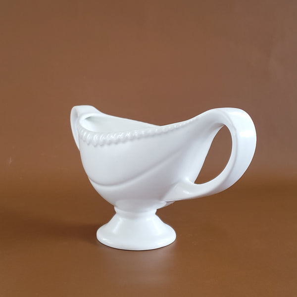 Vintage Oval Creamy White Pedestal Vase Planter - Large Double Handles, England