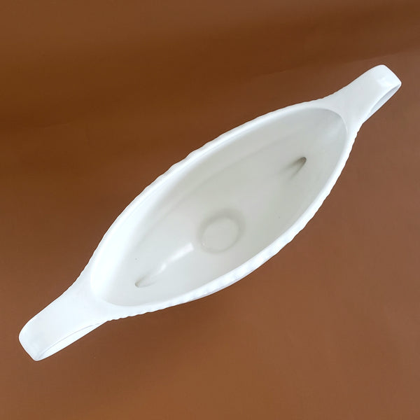 Vintage Oval Creamy White Pedestal Vase Planter - Large Double Handles, England