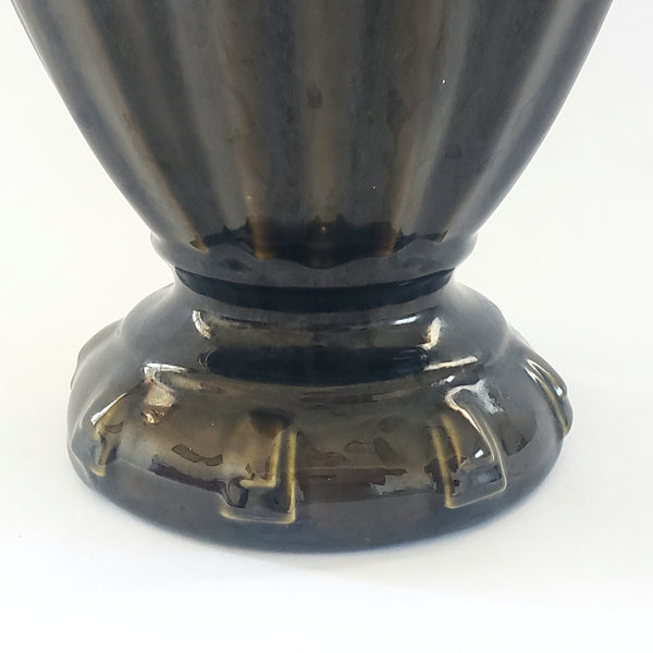 Art Deco Haeger USA Pedestal Pottery Vase Planter 9" Glazed Brown with Green