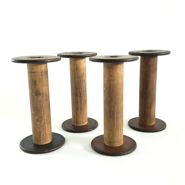 Antique Wooden Textile Spools - Collection of 4 - Crafting or Repurpose Projects