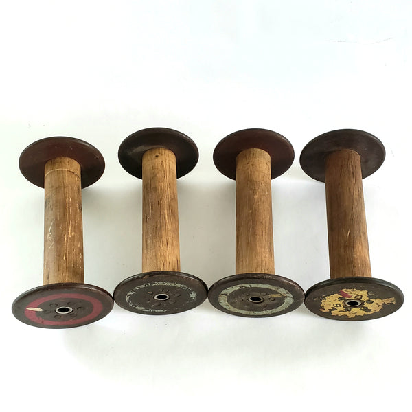 Antique Wooden Textile Spools - Collection of 4 - Crafting or Repurpose Projects