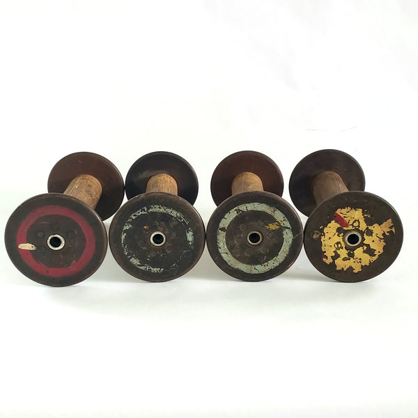 Antique Wooden Textile Spools - Collection of 4 - Crafting or Repurpose Projects