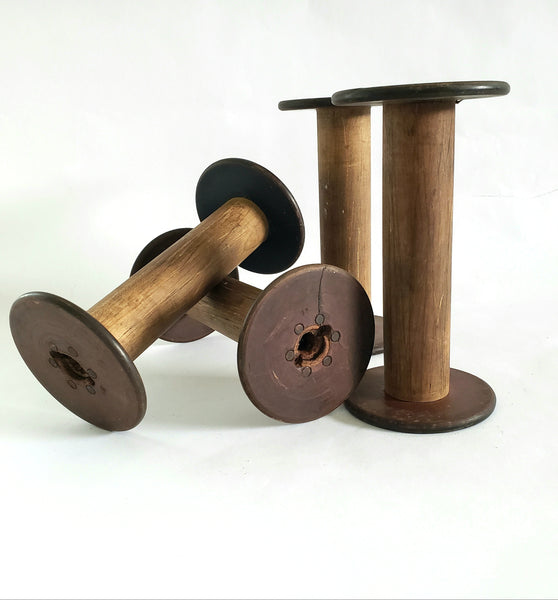 Antique Wooden Textile Spools - Collection of 4 - Crafting or Repurpose Projects