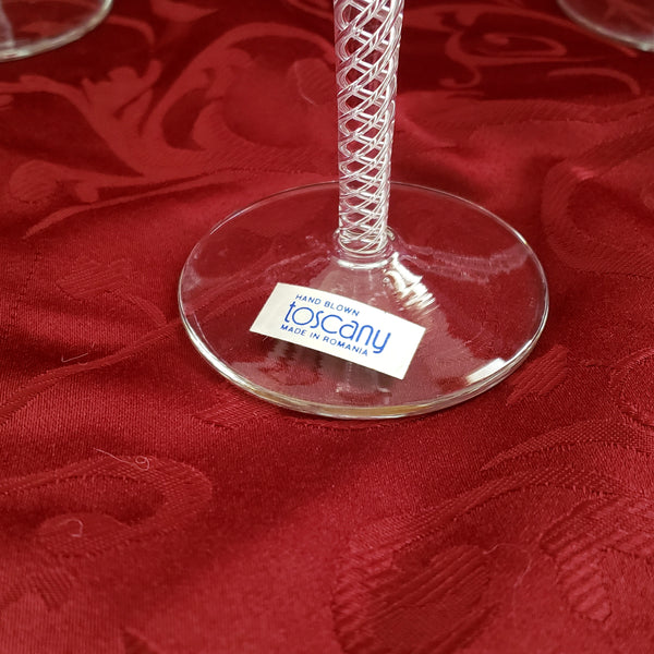 Toscany Martini Glasses - Hand Blown Air Twist Stem - Set of 4 - Made in Romania