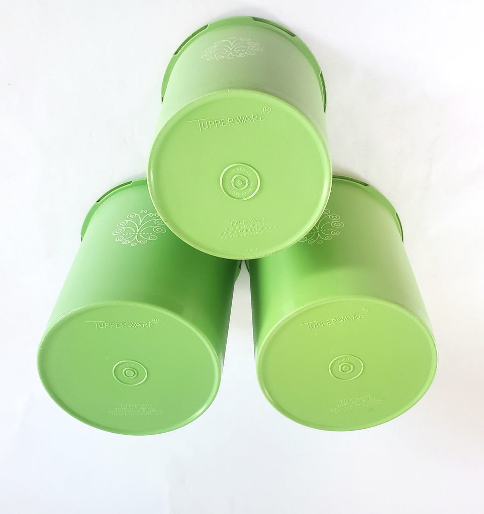 Vintage Tupperware Apple Green Maxi Canisters 1970's