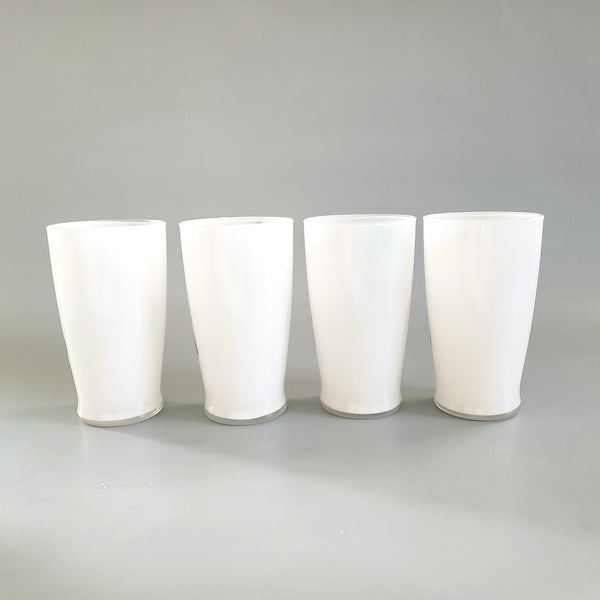 Mid-Century Frosted Glass Pitcher Set w/ 4 Tumblers Bartlett Collins, Hand-Painted Grapes by Gay Fad