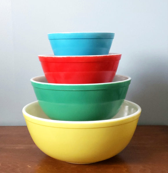 Vintage Pyrex Primary Colors Nesting Mixing Bowls 400 Series Set of 4