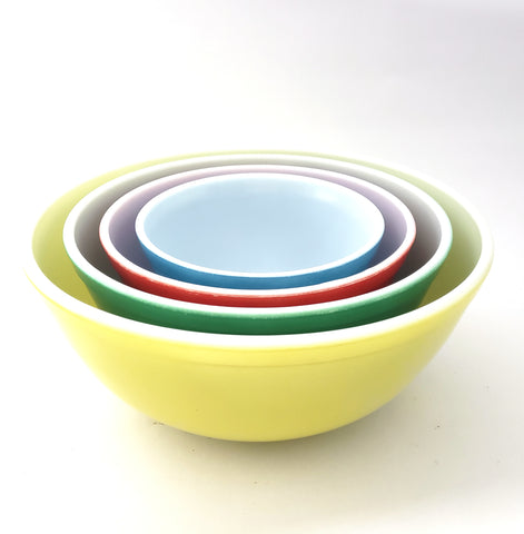 intage Pyrex Primary Colors Nesting Mixing Bowls 400 Series Set of 4