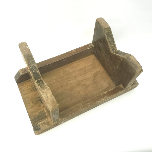 Rustic Brown Wooden Foot Stool with Weathered Appearance