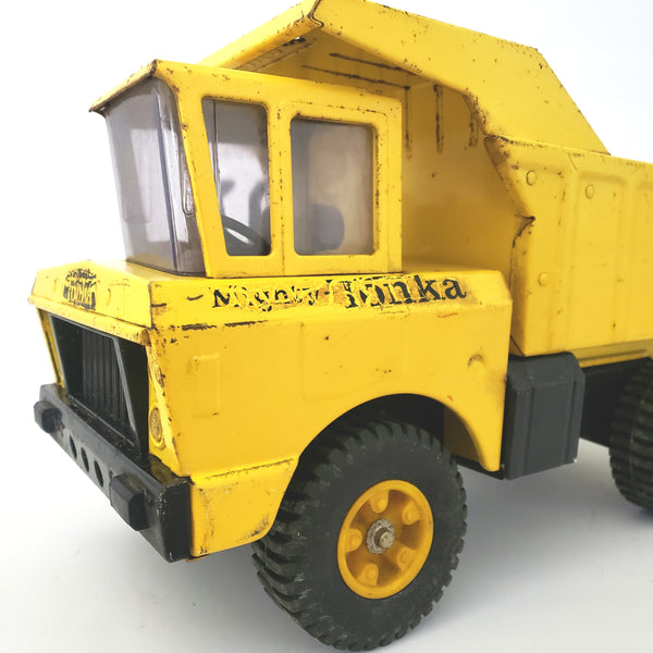 Mighty Tonka Dump Truck, No. 2900 Yellow Steel Body 14 Hole Tires c. 1965