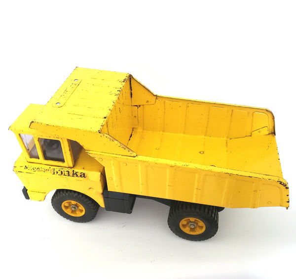 Mighty Tonka Dump Truck, No. 2900 Yellow Steel Body 14 Hole Tires c. 1965
