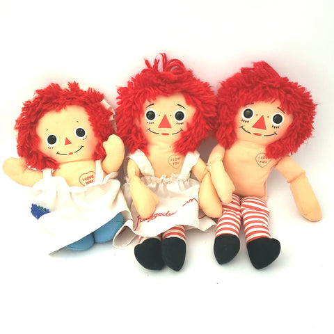 Vintage Raggedy Ann Dolls Lot of 3 by Playskool 1987 and 1989