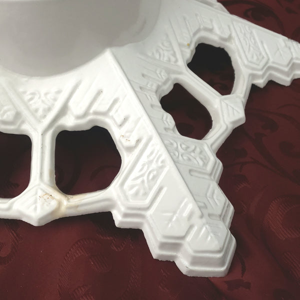 John Wright White Cast Iron Christmas Tree Stand Snowflake c. 1992 USA