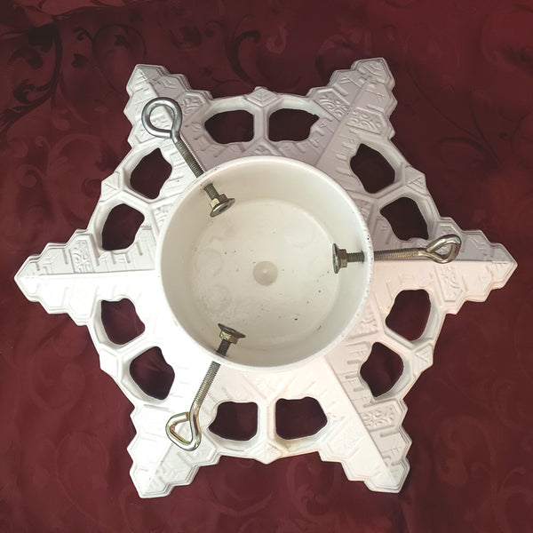 John Wright White Cast Iron Christmas Tree Stand Snowflake c. 1992 USA