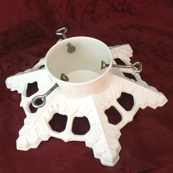 John Wright White Cast Iron Christmas Tree Stand Snowflake c. 1992 USA