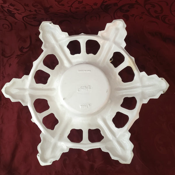 John Wright White Cast Iron Christmas Tree Stand Snowflake c. 1992 USA