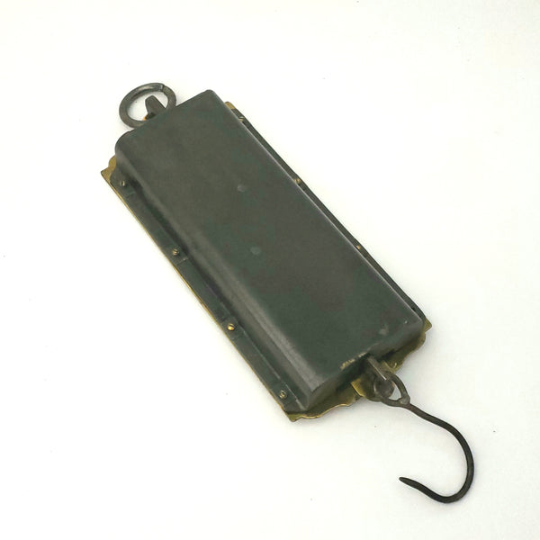 Antique General Store Brass Hanging Scale with Metal Rectangular Pan by Frary's