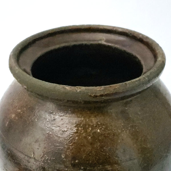 Antique Brown Glazed Stoneware Crock Jar  8 1/2" - No Lid