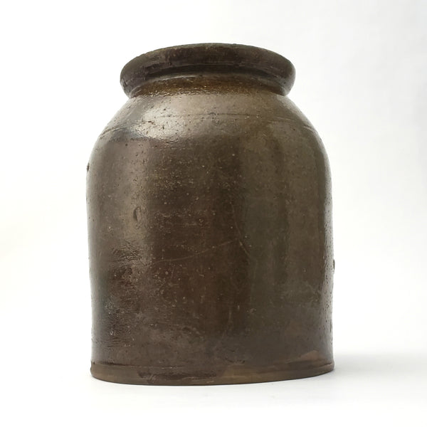 Antique Brown Glazed Stoneware Crock Jar  8 1/2" - No Lid