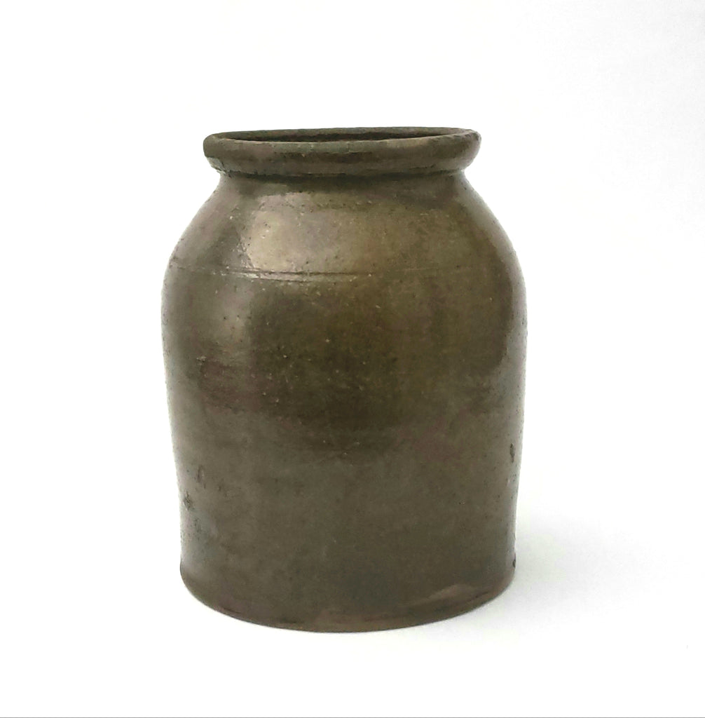 ntique Brown Glazed Stoneware Crock Jar  8 1/2" - No Lid