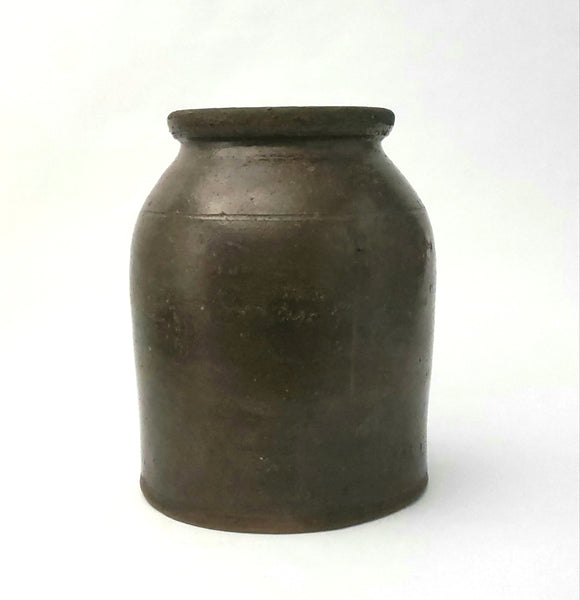 Antique Brown Glazed Stoneware Crock Jar  8 1/2" - No Lid