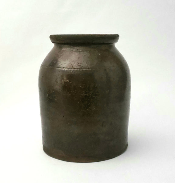 ntique Brown Glazed Stoneware Crock Jar  8 1/2" - No Lid