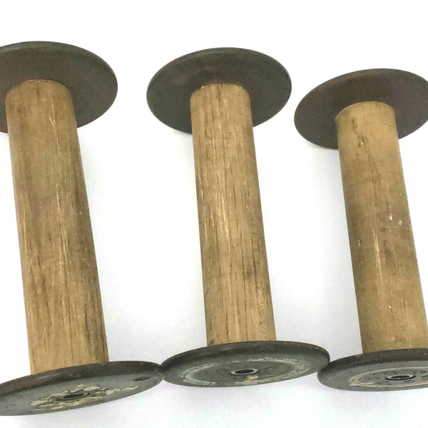 Antique Wooden Textile Spools - Collection of 3 - Crafting or Repurpose Projects