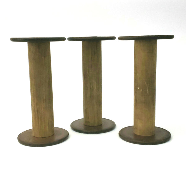 Antique Wooden Textile Spools - Collection of 3 - Crafting or Repurpose Projects