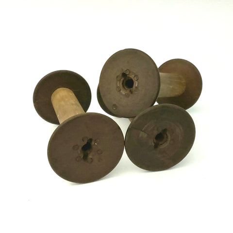 Antique Wooden Textile Spools - Collection of 3 - Crafting or Repurpose Projects