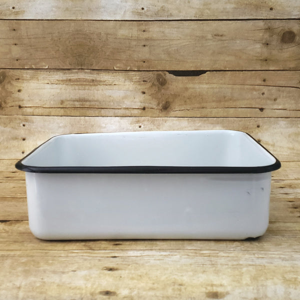 Vintage White Enamelware Medical Lab Sterilizing Tool Tray and Refrigeration Bin