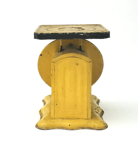 Antique American Family Scale in Old Yellow Paint, Rustic Kitchen Accent