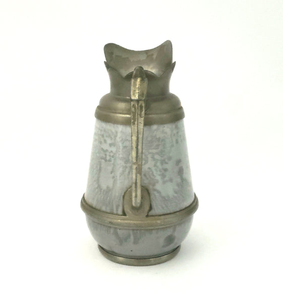 Antique Pewter and Granite Ware Creamer Pitcher, Early American 19th Century