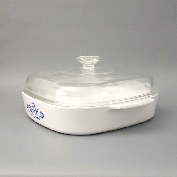 Corning Ware Large 10" Casserole Skillet Dish with Pyrex Lid BLUE CORNFLOWER