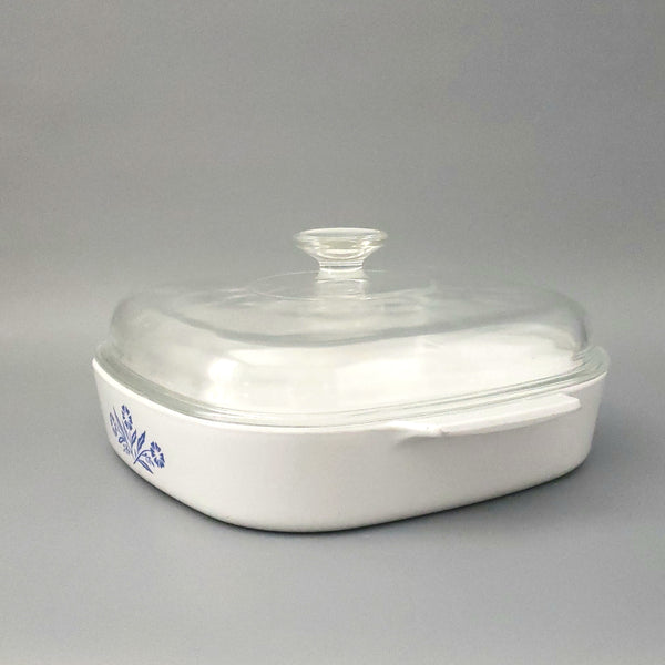Corning Ware Large 10" Casserole Skillet Dish with Pyrex Lid BLUE CORNFLOWER