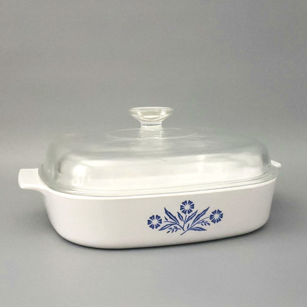 Corning Ware Large 10" Casserole Skillet Dish with Pyrex Lid BLUE CORNFLOWER