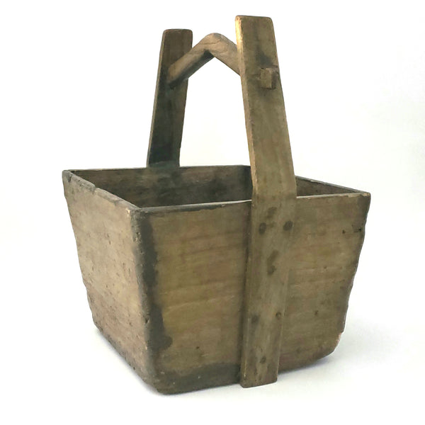 Antique Wooden Harvest Bucket 18 inch Rustic Accent