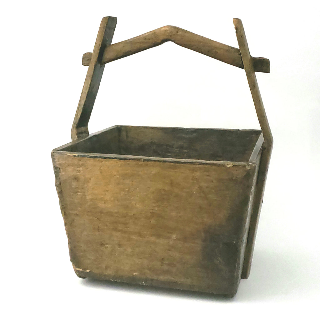 Antique Wooden Harvest Bucket 18 inch Rustic Accent