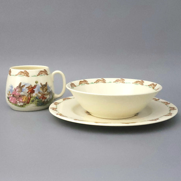 Vintage Royal Doulton Bunnykins 3-Piece Children’s Dish Set by Royal Doulton