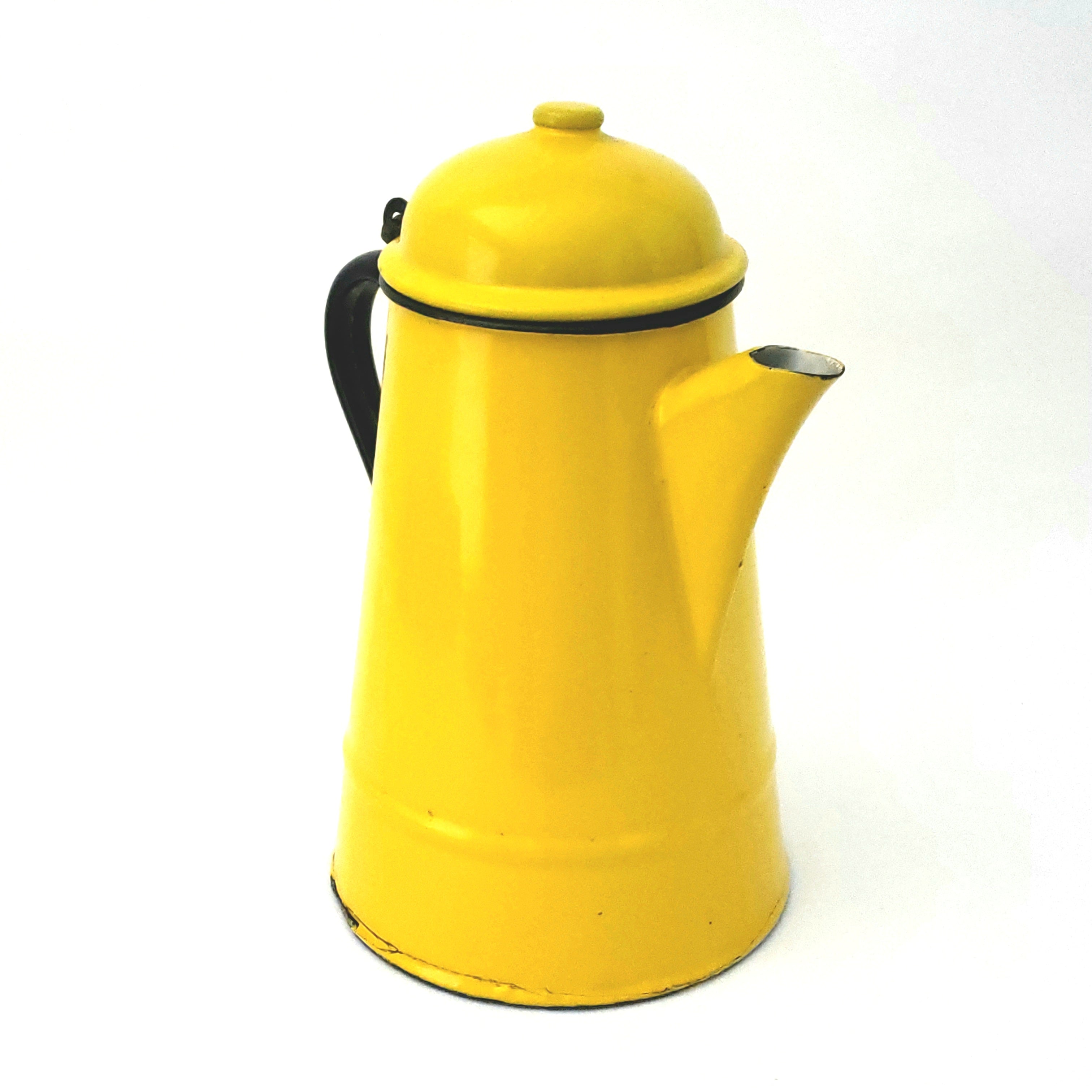 Enamel Percolator Coffee Pot & 4 Mug Set - White