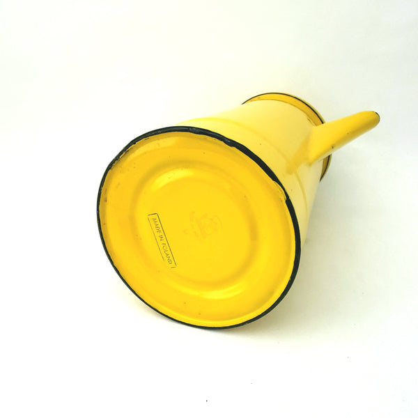 Yellow Enamelware Coffee Pot Made in Poland, 9 inch c. 1970's