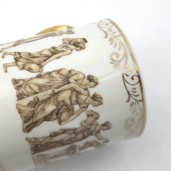 Vintage Lusterware Coffee Mugs, Ancient Greek Scene, Set of Four