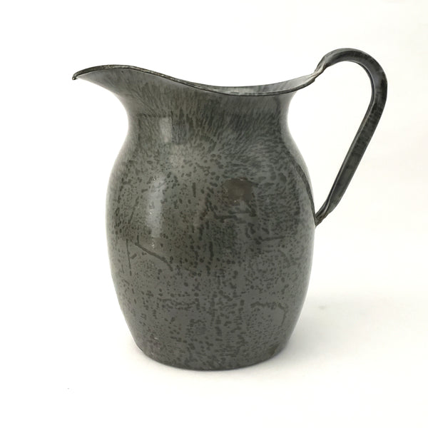 Antique Gray Mottled Agate Graniteware Pitcher 8 1/2" by L & G Mfg. Co. U.S.A.