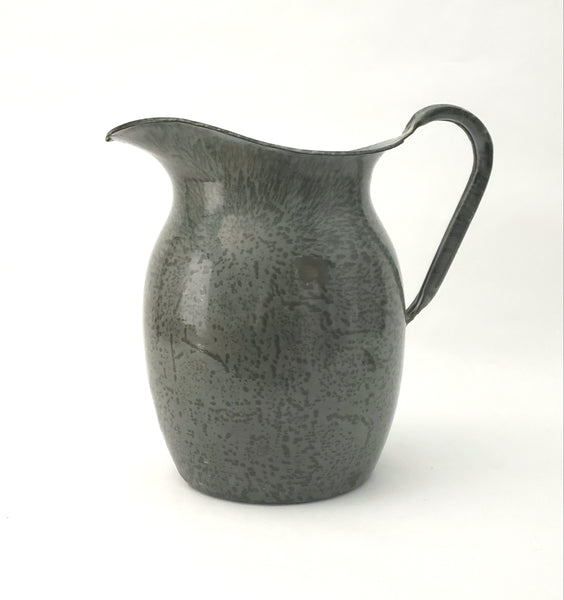 Antique Gray Mottled Agate Graniteware Pitcher 8 1/2" by L & G Mfg. Co. U.S.A.
