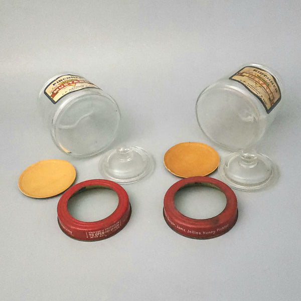 Vintage Glass Mustard Jars w/ Original Labels, Set of 2, Kirchner Lancaster, Pennsylvania
