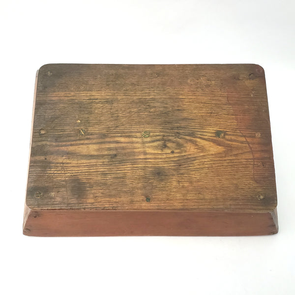 Vintage Wooden Divided Utensil Carrying Tray with Cut-Out Handle